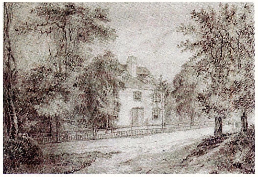 L'ancien presbytère dessiné par la nièce de Jane Austen, Anna Lefroy, en 1814